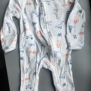 Carter's White Footie with Blue and Orange Patterns